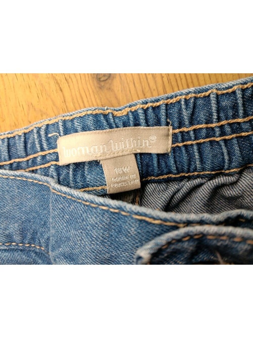 Woman Within Carpenter Jeans Plus 18W Straight Leg High Rise Back Elastic Zip - Picture 6 of 8